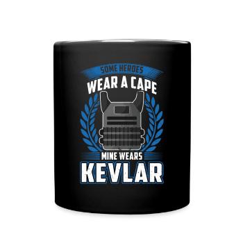 Mein Held Trägt Kevlar - Freundin Eines Polizisten - Tasse einfarbig - Schwarz - Vorne