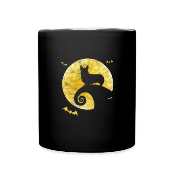Welsh Corgi Halloween Hund Hunde Geschenk - Tasse einfarbig - Schwarz - Vorne