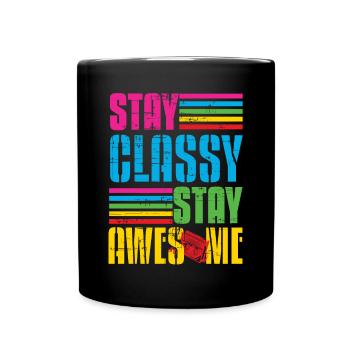 Classy Stay Aweome Retro Walkman - Full Colour Mug - black - Front