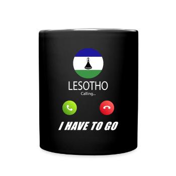 Lesotho ruft an Lusiger Flaggen Spruch - Tasse einfarbig - Schwarz - Vorne