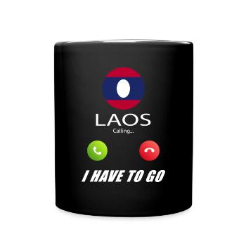 Laos ruft an Lusiger Flaggen Spruch - Tasse einfarbig - Schwarz - Vorne