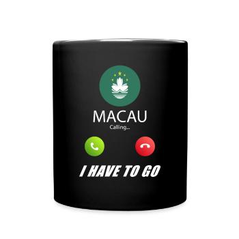 Macau ruft an Lusiger Flaggen Spruch - Tasse einfarbig - Schwarz - Vorne