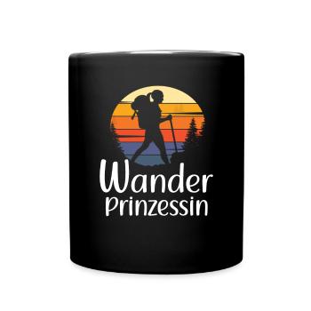 Wanderprinzessin Wandern Bergsteigen Retro Vintage - Tasse einfarbig - Schwarz - Vorne