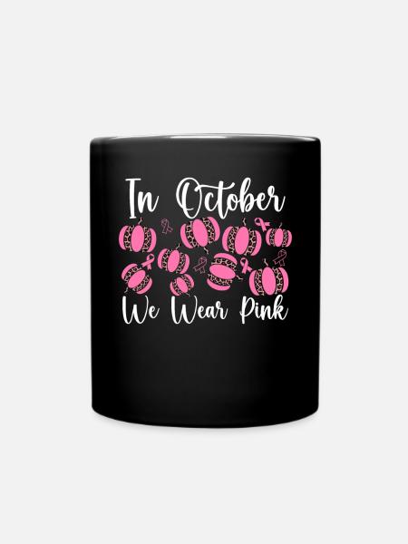 En octobre, nous portons une sensibilisation au cancer du sein rose - Mug uni - noir