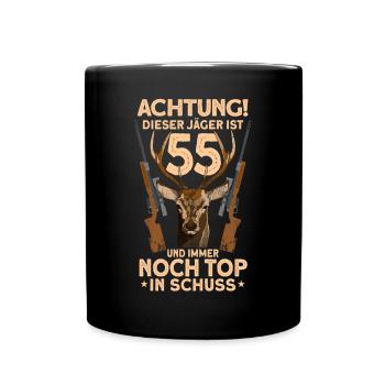 55 Jahre Rehbock Jäger Geburtstag Jagen Geschenk - Tasse einfarbig - Schwarz - Vorne