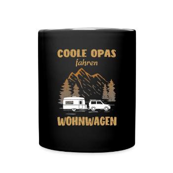 Opa Wohnwagen Camping - Tasse einfarbig - Schwarz - Vorne