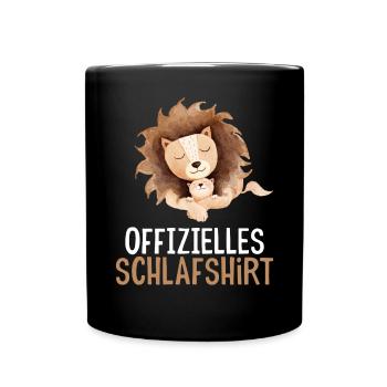 Offizielles Schlafshirt Löwe Tier Schlafmütze - Tasse einfarbig - Schwarz - Vorne
