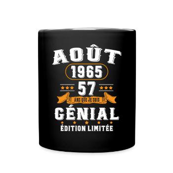 57 Ans Anniversaire Vintage Né(e) en Août 1965 - Mug uni - noir - Devant