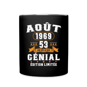 53 Ans Anniversaire Vintage Né(e) en Août 1969 - Mug uni - noir - Devant