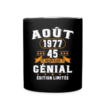 45 Ans Anniversaire Vintage Né(e) en Août 1977 - Mug uni - noir - Devant