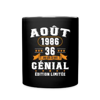 36 Ans Anniversaire Vintage Né(e) en Août 1986 - Mug uni - noir - Devant