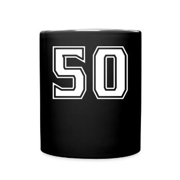50 Weiss Simpel Design - Tasse einfarbig - Schwarz - Vorne