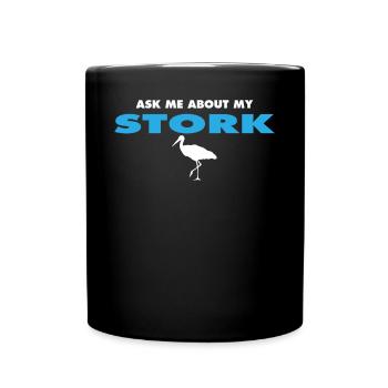 ask me about my stork - Tasse einfarbig - Schwarz - Vorne