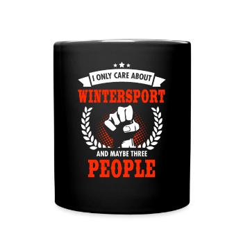 Je ne me soucie que des sports d’hiver et peut-être de trois personnes - Mug uni - noir - Devant