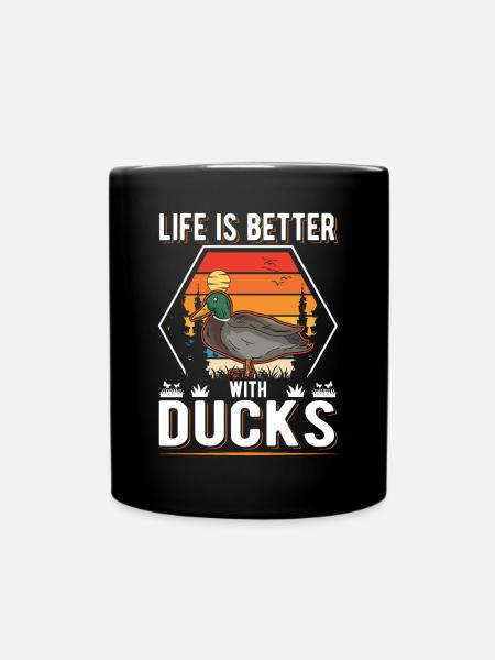 Life is better with Ducks Duck Duck Breeder - Full Colour Mug - black