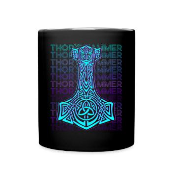 Thor Hammer Mjolnir Mythologie nordique Rétro - Mug uni - noir - Devant