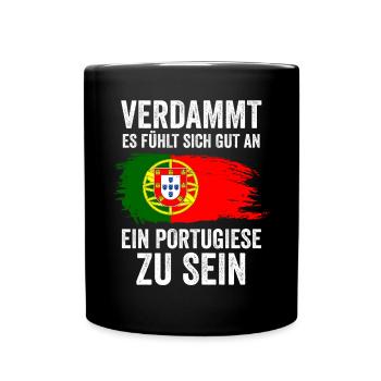 Portugal Portugiese Portugiesisches - Tasse einfarbig - Schwarz - Vorne