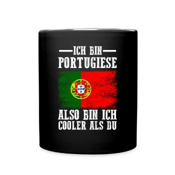 Portugal Portugiese Portugiesisches - Tasse einfarbig - Schwarz - Vorne