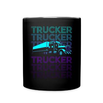 Trucker Lkw-Fahrer Retro - Tasse einfarbig - Schwarz - Vorne