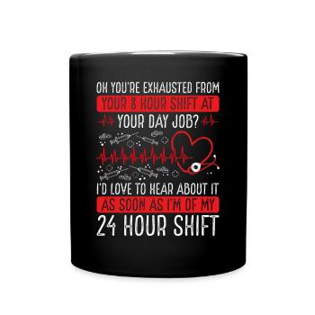 Night Shift Nurse RN CNA Nursing Cardiac Nurses - Full Colour Mug - black - Front