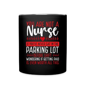 RN CNA Nursing Night Shift Nurse Cardiac Nurses - Full Colour Mug - black - Front