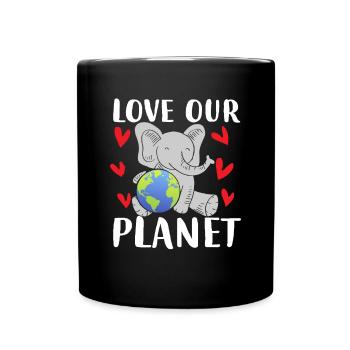 Love Our Planet Elephant Earth - Tasse einfarbig - Schwarz - Vorne