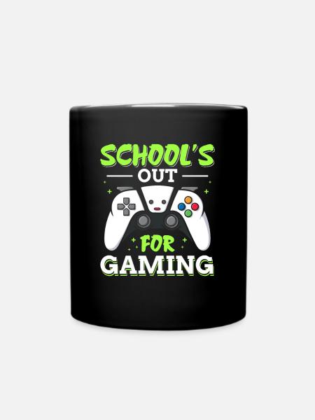 Schools Out For Gaming Letzter Schultag - Ensfarvet krus - sort