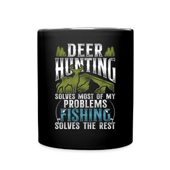 Buck Deer Hunting Hunter Fishing - Full Colour Mug - black - Front