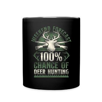 Buck Deer Hunting Hunter Vintage - Full Colour Mug - black - Front