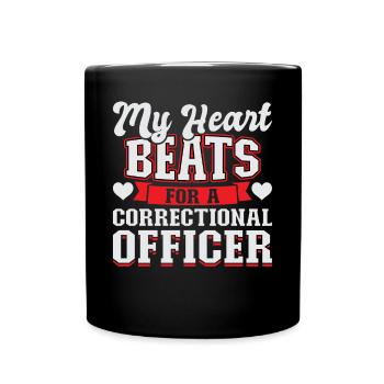 My Heart Beats For A Correctional Officer - Full Colour Mug - black - Front