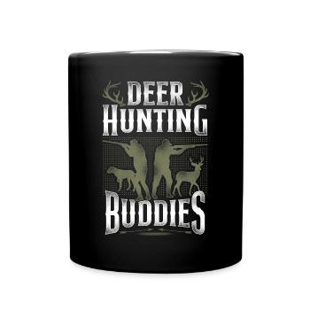 Buck Deer Hunting Hunter Vintage - Full Colour Mug - black - Front