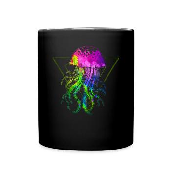 Bunte Qualle - Tasse einfarbig - Schwarz - Vorne