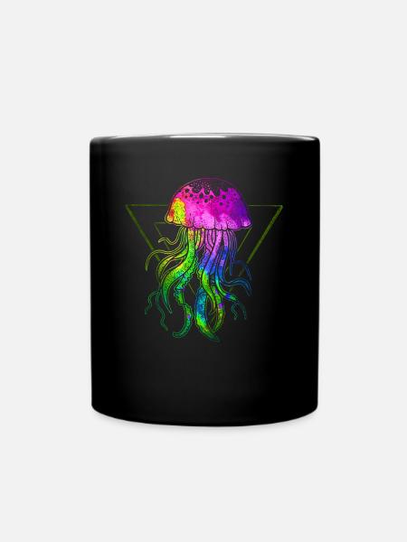 Bunte Qualle - Tasse einfarbig - Schwarz