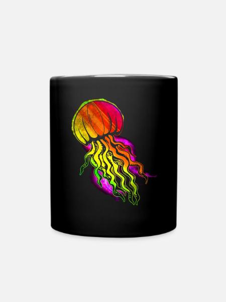 Bunte Qualle - Tasse einfarbig - Schwarz