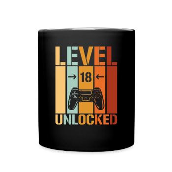 18th Birthday Level 18 unlocked - Full Colour Mug - black - Front