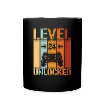 24. Geburtstag Level 24 unlocked - Tasse einfarbig - Schwarz - Vorne