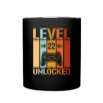 22nd Birthday Level 22 unlocked - Full Colour Mug - black - Front