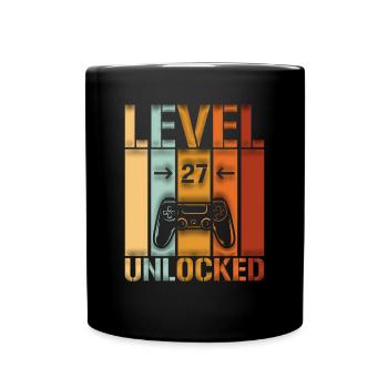 27th Birthday Level 27 unlocked - Full Colour Mug - black - Front