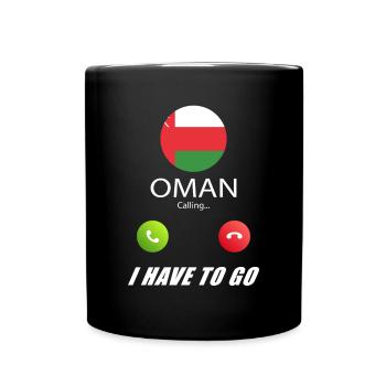 Oman ruft an Lusiger Flaggen Spruch - Tasse einfarbig - Schwarz - Vorne