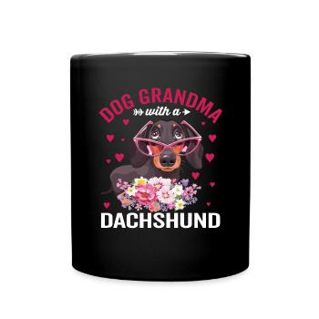 Hund Oma Mit Dackel Lustige Hundehalter Liebhaber - Tasse einfarbig - Schwarz - Vorne