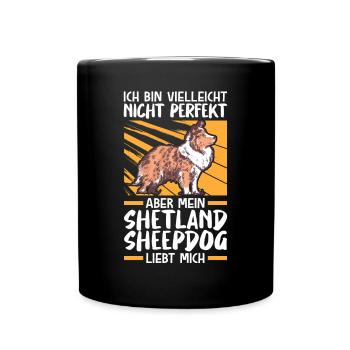Mein Shetland Sheepdog liebt mich - Tasse einfarbig - Schwarz - Vorne