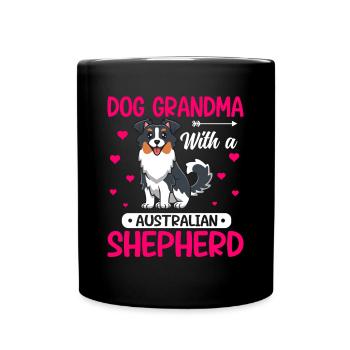 Grand-mère de chien avec berger australien drôle - Mug uni - noir - Devant