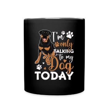 Rottweiler Je ne parle qu’au chien drôle - Mug uni - noir - Devant
