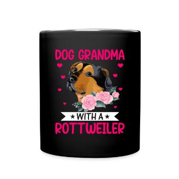 Grand-mère de chien avec Rottweiler Drôles de propriétaires de chiens - Mug uni - noir - Devant