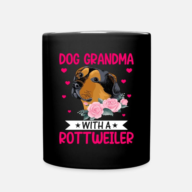 Hund Oma Mit Rottweiler Lustige Hundehalter - Tasse einfarbig - Schwarz