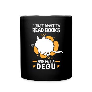 Lire des livres et caresser le rongeur Degus - Mug uni - noir - Devant