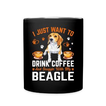 Kaffee Trinken Und Kuscheln Mit Beagle - Tasse einfarbig - Schwarz - Vorne