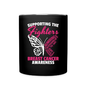 Supporting The Fighters Breast Cancer Awareness - Full Colour Mug - black - Front