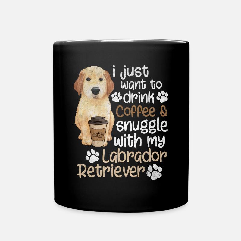 Coffee Drink Cuddle Labrador Retriever - Full Colour Mug - black