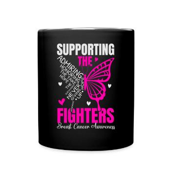 Supporting The Fighters Breast Cancer Awareness - Full Colour Mug - black - Front